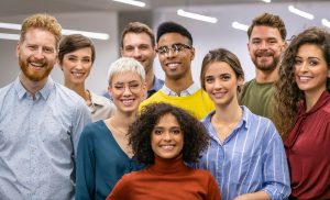 Diverse group of happy employees