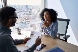 Frindly job interview in a professional office