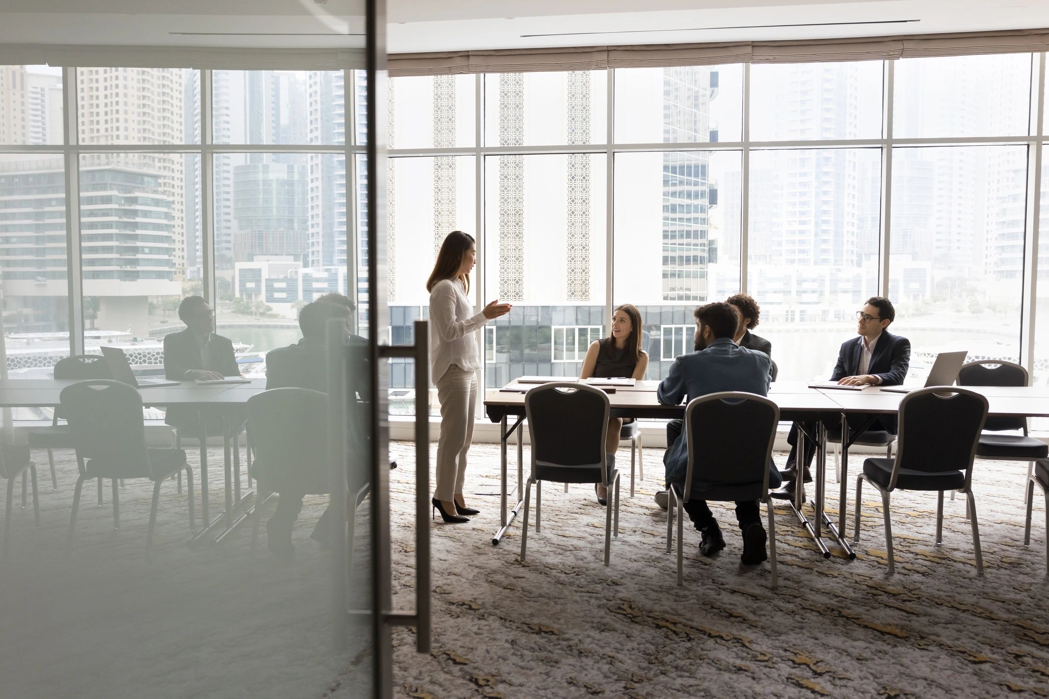 Business leadership team meeting in a conference room